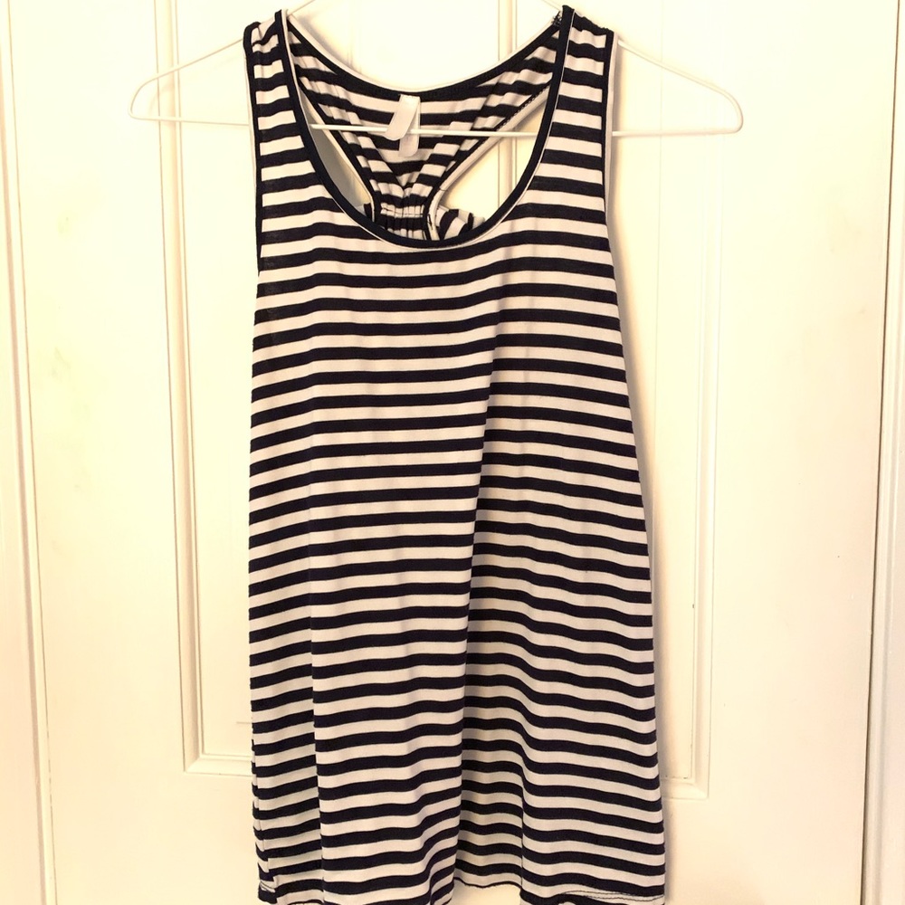 Girls Blue and White Striped Tank